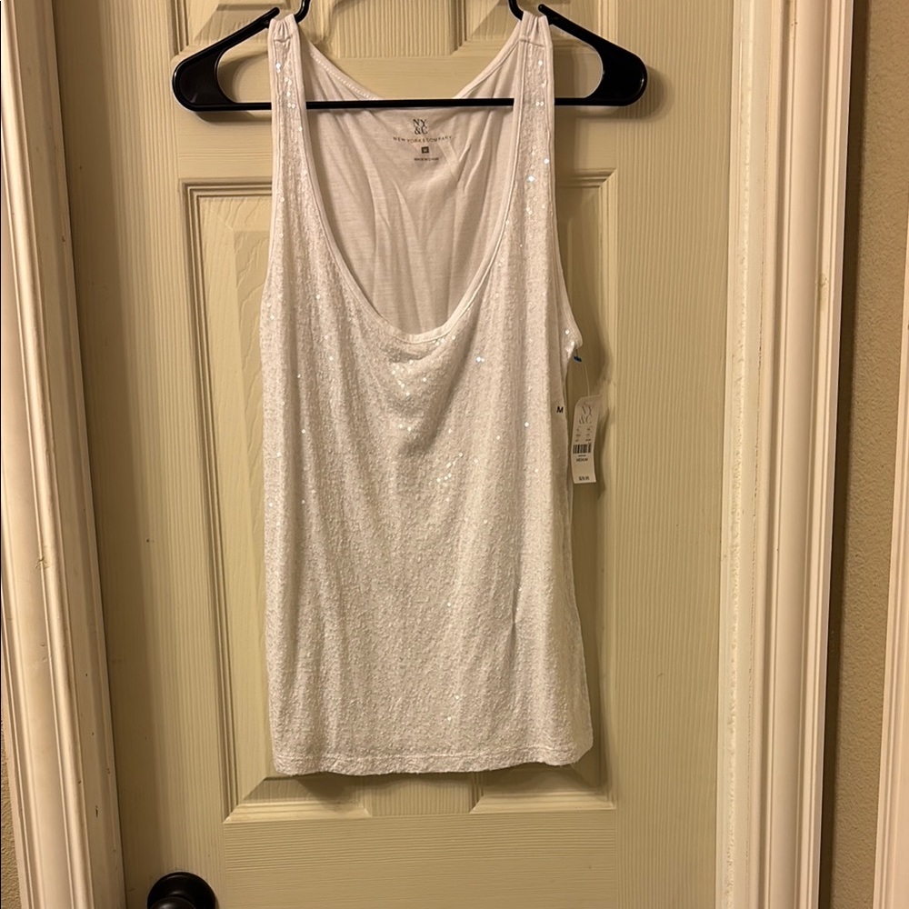 NWT New York & Co. White Sequin Tank Top